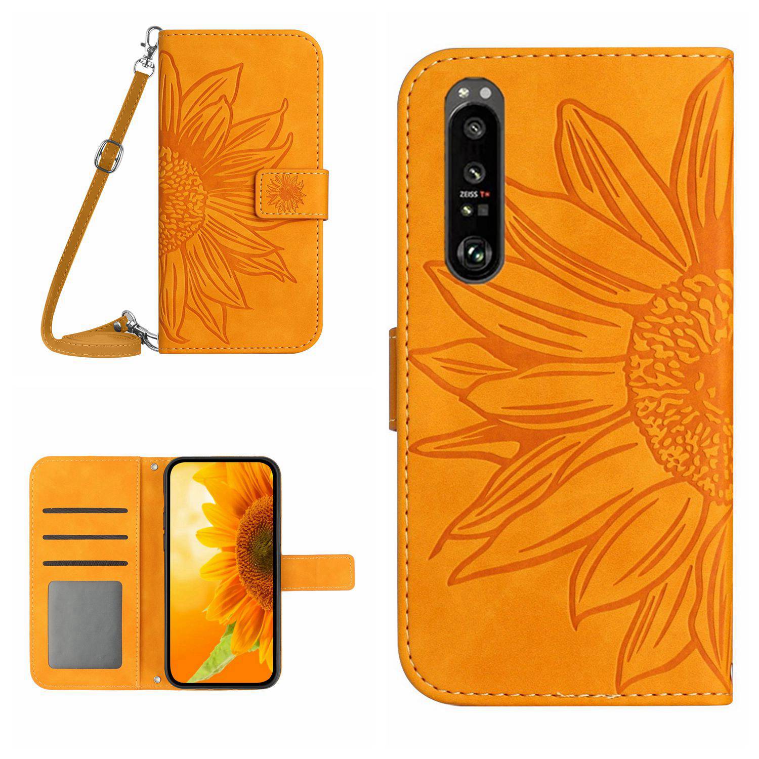 HT04 For Sony Xperia 1 VI Leather Case Sunflower Pattern Wallet Crossbody Phone Cover HT04 For Sony Xperia 1 VI Leather Case Sunflower Pattern Wallet Crossbody Phone Cover
